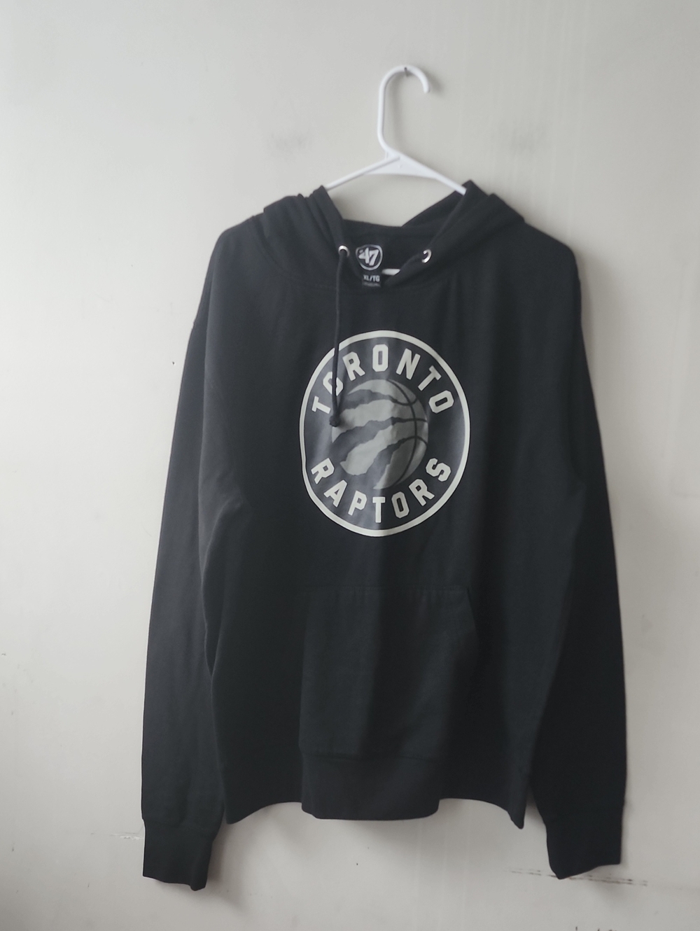 47 Black Crewneck Hoodie with White Toronto Raptors Logo